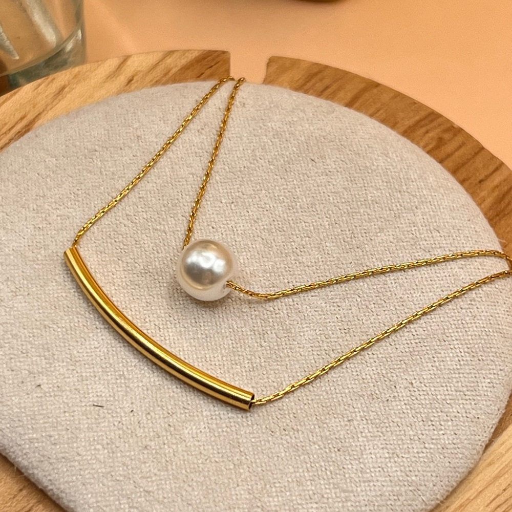 Gold Double Layer Necklace•Pearl•Gift For Her